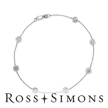 .20 ct. t.w.  Pave Diamond Anklet In 14kt White Gold 9.5