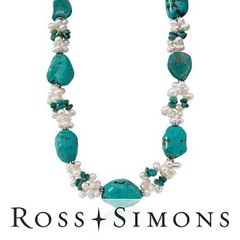 Turquoise, 4-6mm Cultured Pearl Necklace In Silver. 16