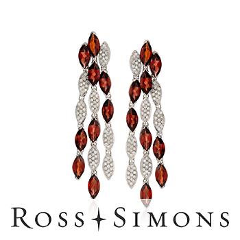 11.10ct t.w. Garnet, .98ct t.w. Diamond Drop Earrings In Gold