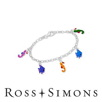 Child's Sterling and Enamel Sea Creature Charm Bracelet. 6"
