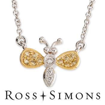 Multicolored Diamond Insect Necklace In Two-Tone 18kt Gold 18
