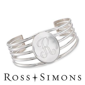 Sterling Silver Large Monogram Cuff Bracelet