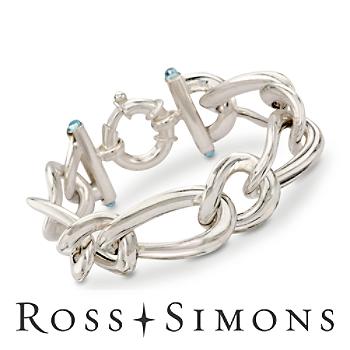 Sterling Silver and 1.50 ct. t.w. Aquamarine Link Bracelet. 7.5"