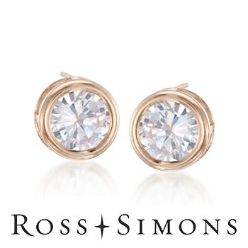 1.00 ct. t.w. Bezel-Set CZ Earrings In 14kt Yellow Gold