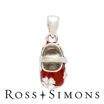 Sterling Silver Tiny Red Enamel Baby Shoe Charm