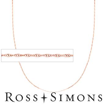 14kt Rose Gold .5mm Rope Necklace. 18"