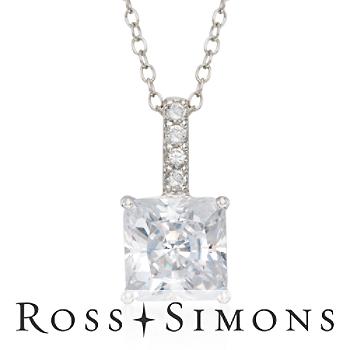 2.50 Princess-Cut CZ Necklace In Sterling Silver 16" With 2" Extender