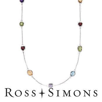 Multi-Gem Station Necklace In Sterling Silver