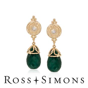 24.00ct t.w. Emerald Earrings, Diamond Accents In 14kt Yellow Gold may birthstone earrings