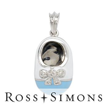 Shoe Charm Pendant With Diamond Accents In Enamel and 14kt White Gold