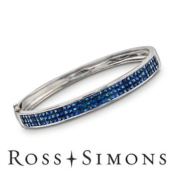 7.20 ct. t.w. Sapphire Bangle Bracelet In 14kt White Gold. 7