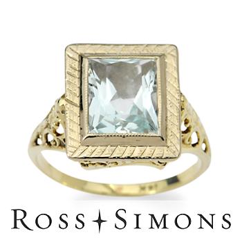 C.1950 Vintage 1.90ct Aquamarine Ring In 14kt Two-Tone Gold. Size 6 vintage aquamarine rings