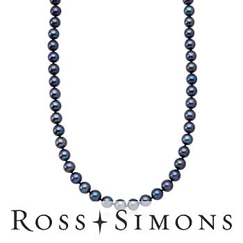 6.5-7mm Black Cultured Pearl Necklace, Gold Clasp. 18"