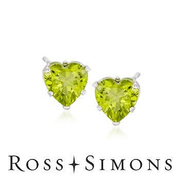 2.40 ct. t.w. Peridot Heart Stud Earrings in Sterling Silver
