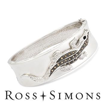 .25ct t.w. Brown Diamond Alligator Bangle Bracelet, Sapphire. 8