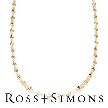 14kt Two-Tone Gold Dual Bar-Link Necklace. 17