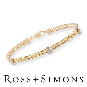 14k Two-Tone Gold Bracelet With Diamond Accents. 7.25