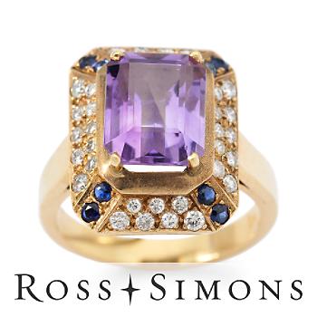 C. 1970 Vintage 2.90ct Amethyst Ring, Diamonds, Sapphires. 6.25 vintage amethyst rings