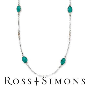 4.20ct t.w. Emerald Station Necklace, Diamond In Silver. 16