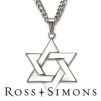 Star of David Necklace Pendant In Sterling Silver. 24"