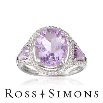 4.75ct t.w. Amethyst, .25ct t.w. Diamond Ring In 14kt White Gold ross simons amethyst rings