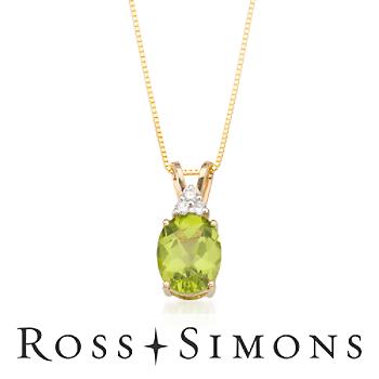 1.85ct Peridot Necklace, Diamond Accents In 14kt Yellow Gold. 18