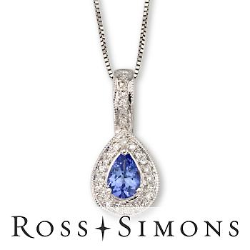 .40ct Tanzanite, .10ct t.w. Diamond Necklace In Gold. 18" december birthstone necklaces