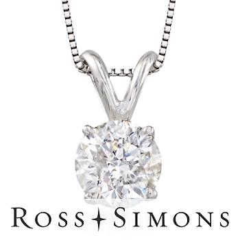 1.00 Carat Diamond Solitaire Necklace In 14kt White Gold. 18" diamond solitaire necklace