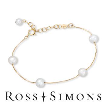 Child's Cultured Pearl Station Bracelet In 14kt Yellow Gold. 5