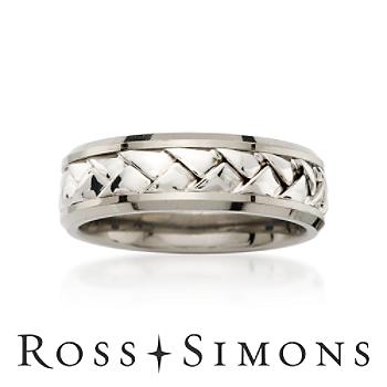Men's 7mm Sterling Silver and Titanium Wedding Ring silver wedding ring