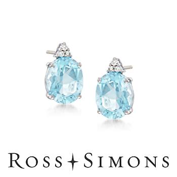 4.10 ct. t.w. AQUAMARINE and DIAMOND EARRINGS In 14kt White Gold"