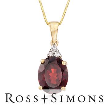 2.94 CARAT GARNET AND DIAMOND ACCENT NECKLACE 14KT YELLOW GOLD. 18"