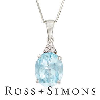 2.35ct Aquamarine Pendant Necklace, Diamond Accents In Gold. 18"