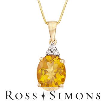 2.20 Oval Citrine Pendant With 14kt Yellow Gold Necklace. 18"
