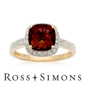 2.25 Carat Cushion-Cut Garnet and Diamond Ring In 14kt Yellow Gold