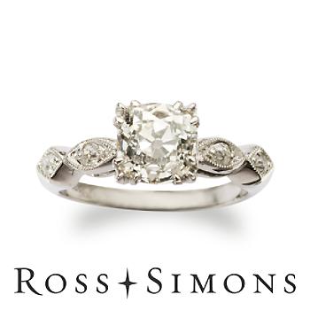 C. 1920 Vintage 1.34ct Certified Diamond Engagement Ring, Diamonds. Size 3.5