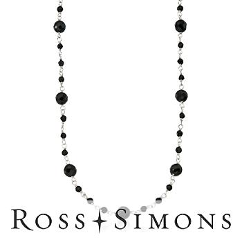 Black Onyx Bead Necklace In Sterling Silver