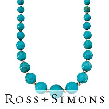 6-20mm Turquoise Bead Necklace In 14kt Yellow Gold