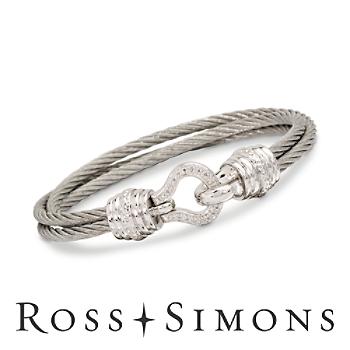 Stainless Steel and Sterling Silver Cabled Wrap Bracelet