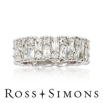 2.85 ct. t.w. Baguette and Round CZ Eternity Band In Sterling Silver