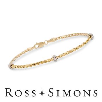 14kt Two-Tone Gold Bracelet With Diamond Accents. 8.5