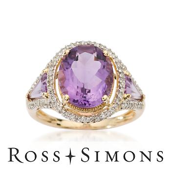 4.50 ct. t.w. Amethyst and Diamond Ring In 14kt Yellow Gold