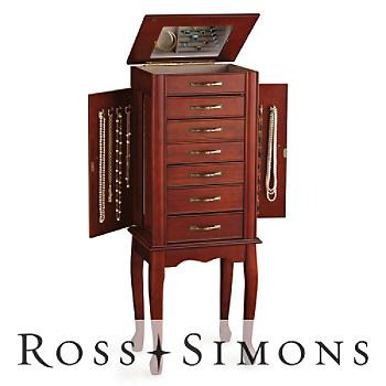 Walnut Six-Drawer Jewelry Armoire "Caroline" Style