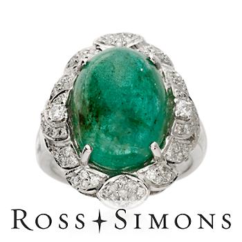 8.00 Carat Emerald and .55 ct. t.w. Diamond Ring In 18kt White Gold. Size 7