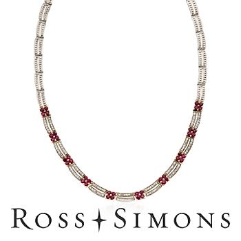 3.60ct t.w. Ruby, .90ct t.w. Diamond Necklace In Gold. 16