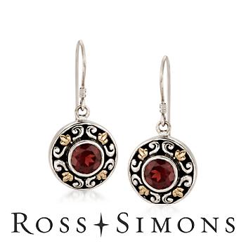 5.00 ct. t.w. Garnet Earrings in Sterling Silver and 18kt Yellow Gold "