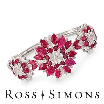 17.50ct t.w. Ruby, .25ct t.w. Diamond Bangle Bracelet. 7