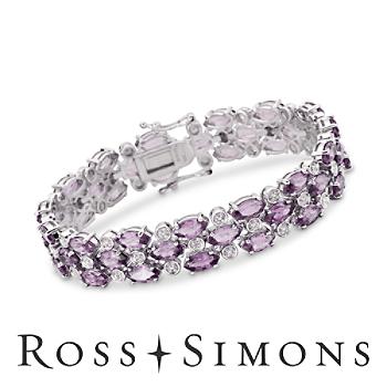 17.50ct t.w. Amethyst Bracelet, Diamond Accents In Silver february birthstone bracelets