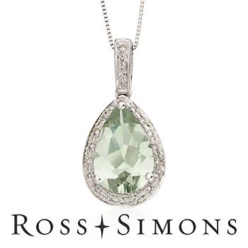 2.65 Carat Green Amethyst and .10 ct. t.w. Diamond Pendant Necklace in 14kt White Gold"