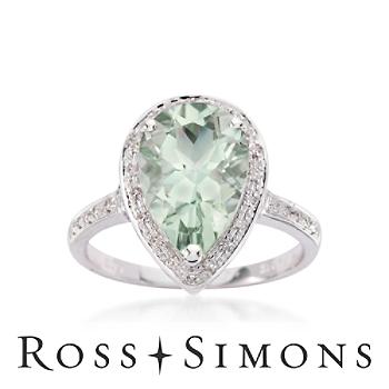 2.80ct Green Amethyst, .15ct t.w. Diamond Ring In 14kt White Gold